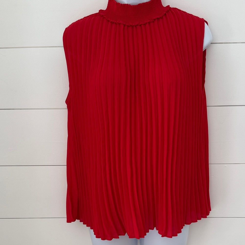 Nanette Lepore Vibrant Red Pleated Blouse
